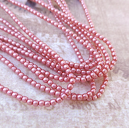 Blush Pink Round Czech Glass Pearls 2mm Strand of 150 beads