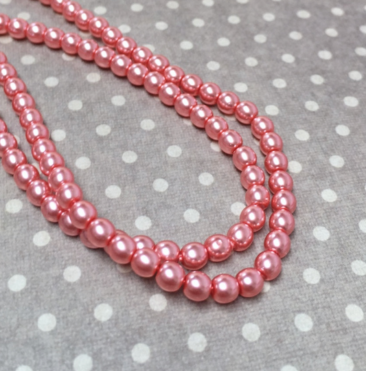 Blush Pink Round Czech Glass Pearls 4mm Strand of 120 beads