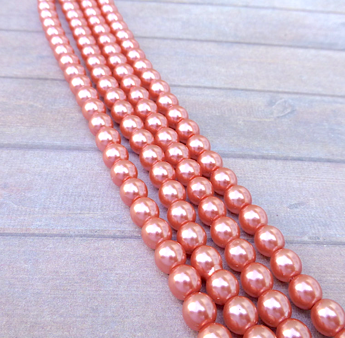 Blush Round Czech Glass Pearls 6mm Strand of 75 beads
