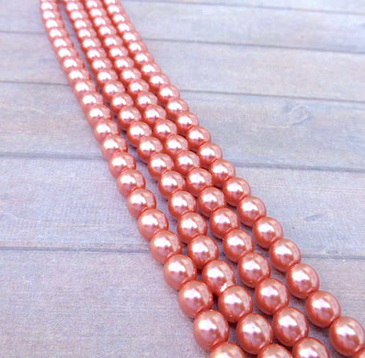 Blush Round Czech Glass Pearls 6mm Strand of 75 beads