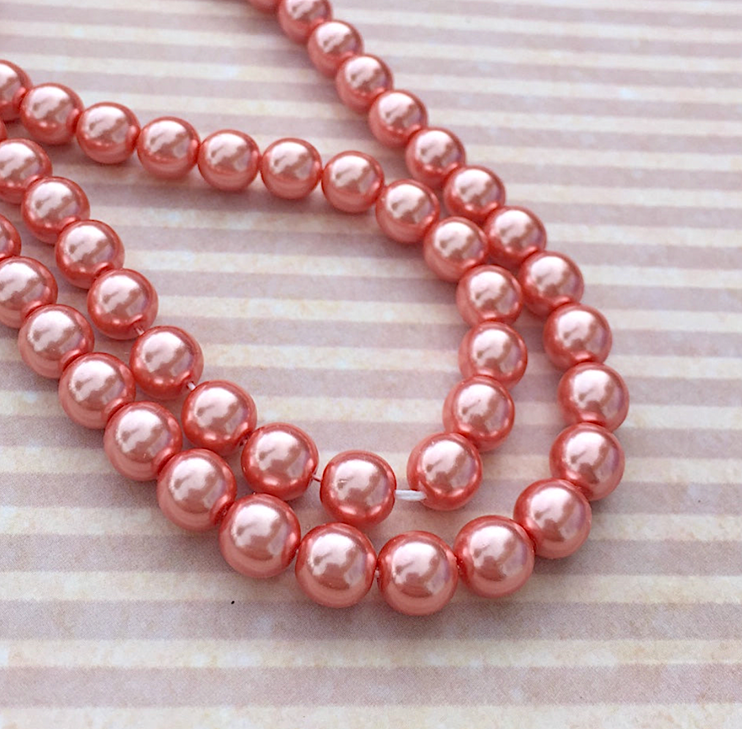 Blush Round Czech Glass Pearls 8mm Strand of 35 beads