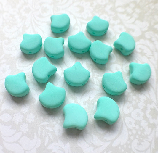 Bondeli Matte Mint Ginko Duo Beads by Matubo - 10 grams