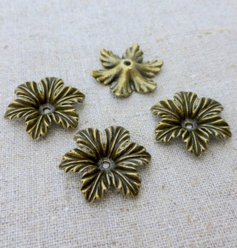 Low Profile Floral Bead Caps Bronze Colour Findings Pack of 20
