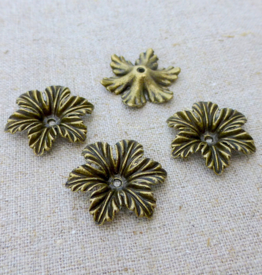 Low Profile Floral Bead Caps Bronze Colour Findings Pack of 20
