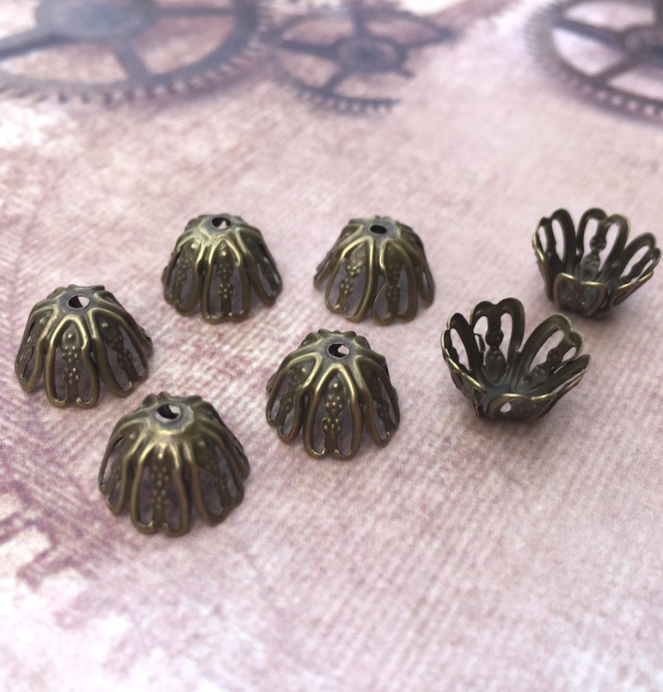 Bronze Colour Iron 6 Petal Bead Caps - Pack of 50