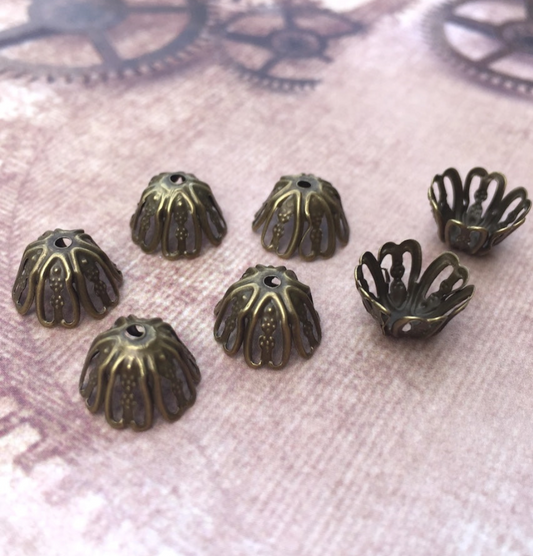 Bronze Colour Iron 6 Petal Bead Caps - Pack of 50