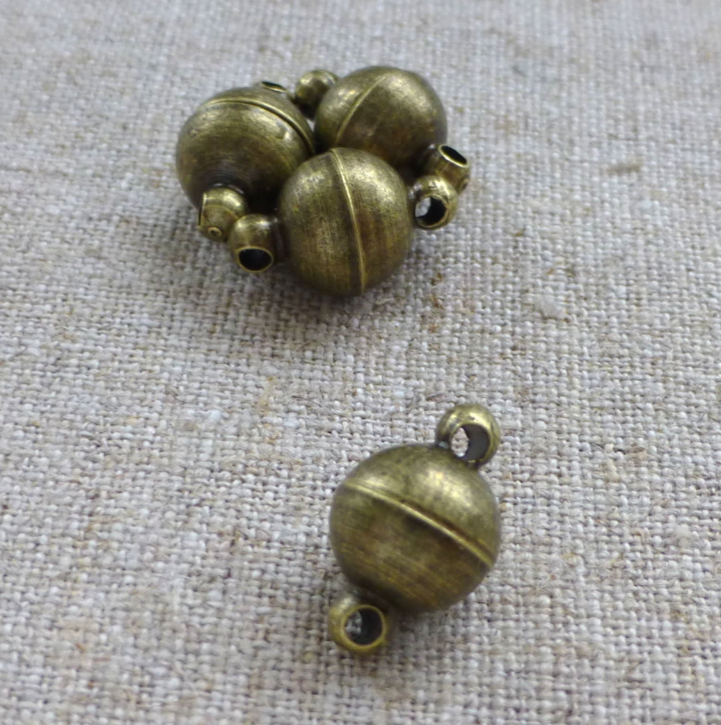 Bronze Colour Strong Magnetic Clasps Round - Pack of 5 Sets