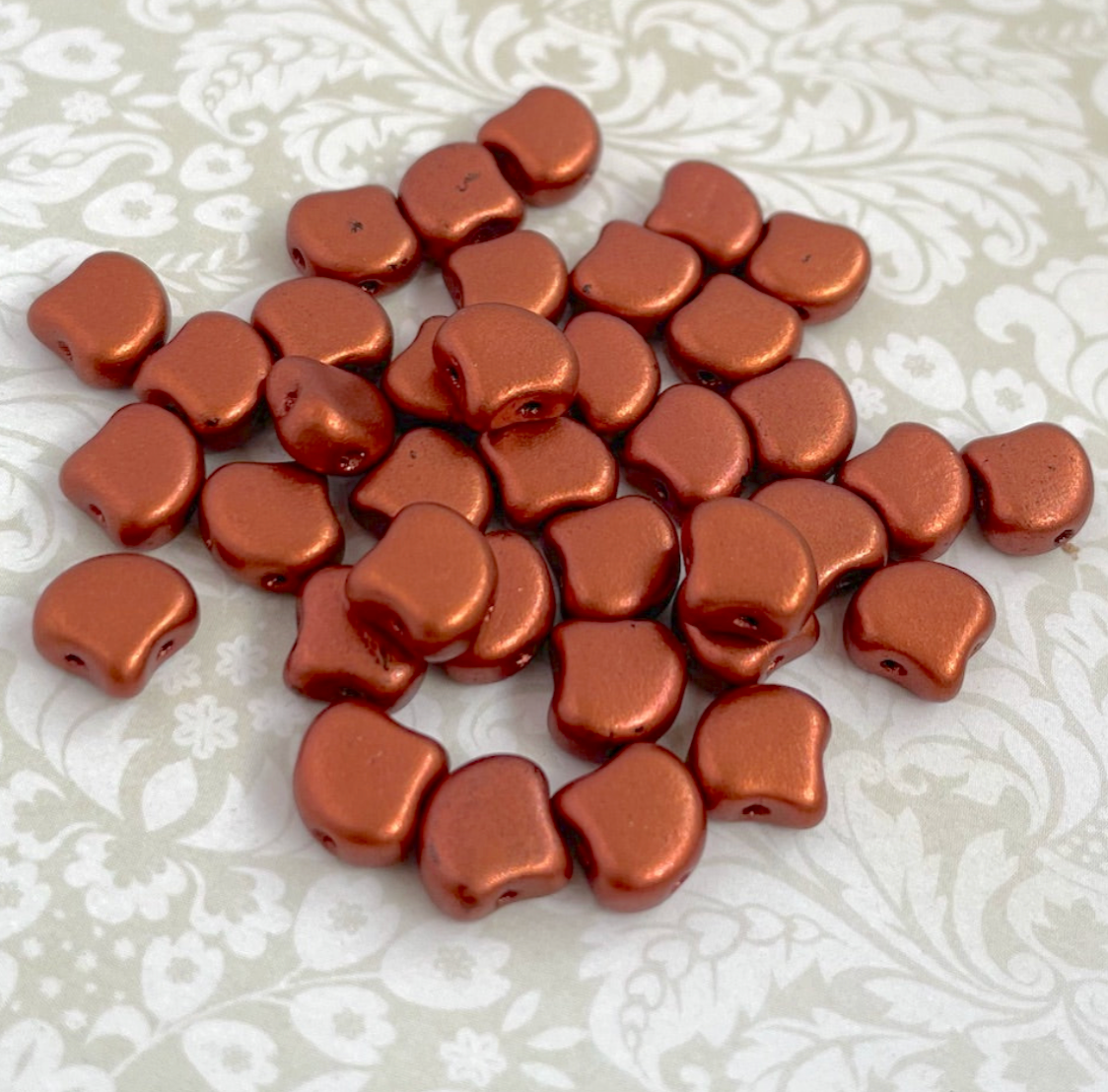 Bronze Fire Red Ginko Duo Beads by Matubo - 10 grams