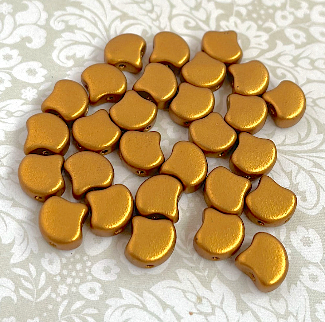 Bronze Gold Ginko Duo Beads by Matubo - 10 grams