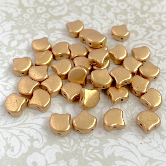 Bronze Pale Gold Ginko Duo Beads by Matubo - 10 grams
