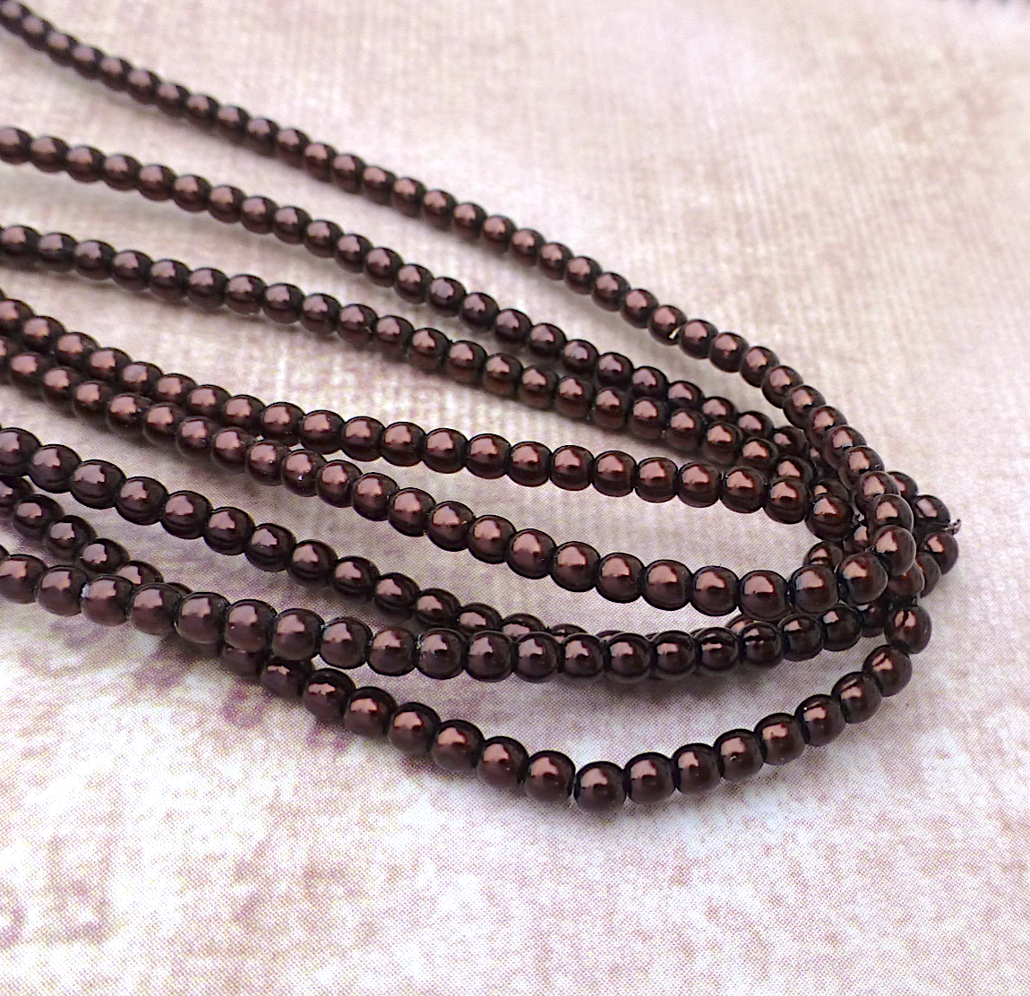 Bronze Round Czech Glass Pearls 2mm Strand of 150 beads