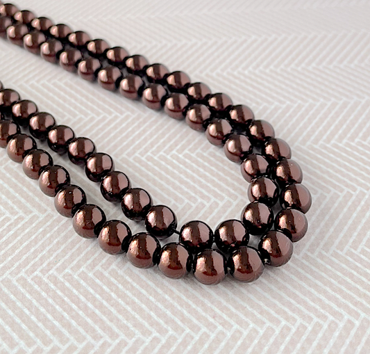 Bronze Round Czech Glass Pearls 6mm Strand of 75 bead