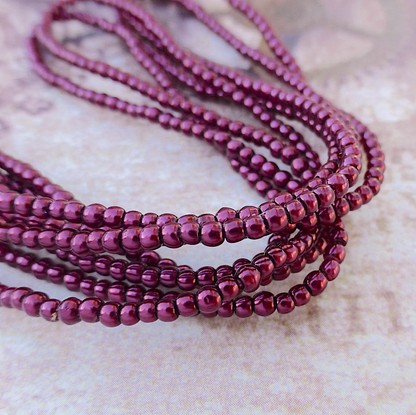 Burgundy Round Czech Glass Pearls 2mm Strand of 150 beads