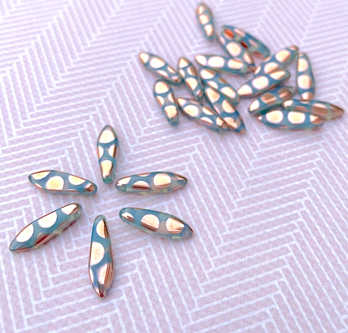 Capri Copper Dots One Hole Dagger Beads - Pack of 20 Beads