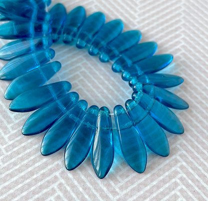 Capri Two Hole Dagger Beads Czech Pressed Glass Beads - Pack of 10 grams