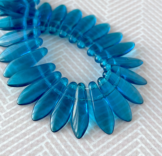 Capri Two Hole Dagger Beads Czech Pressed Glass Beads - Pack of 10 grams