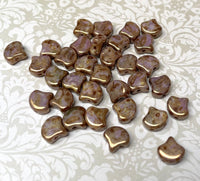 Chalk Senegal Brown Ginko Duo Beads by Matubo pack of 35 beads