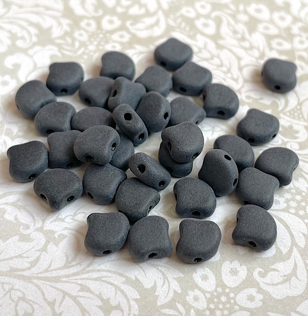 Chalk Black Ginko Duo Beads by Matubo - 10 grams