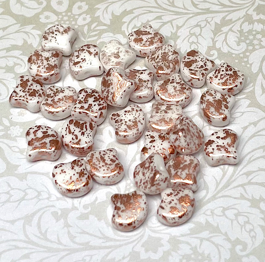 Chalk Copper Splash Ginko Duo Beads by Matubo - 10 grams