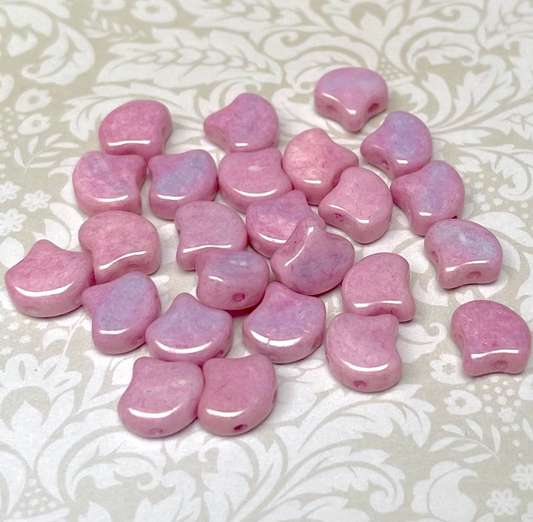 Chalk Lilac Luster Ginko Duo Beads by Matubo - 10 grams