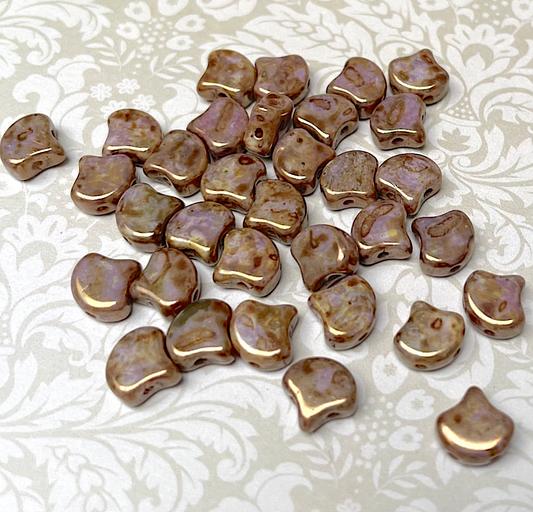 Chalk Senegal Brown Ginko Duo Beads by Matubo - 10 grams