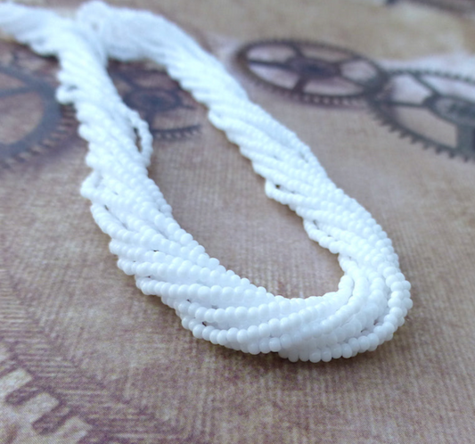 Chalk White Glass Seed Beads 13/0 Charlotte 6 Strands