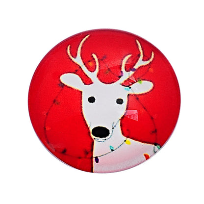 Christmas Reindeers Red Glass Round Cabochons - Pack of 10