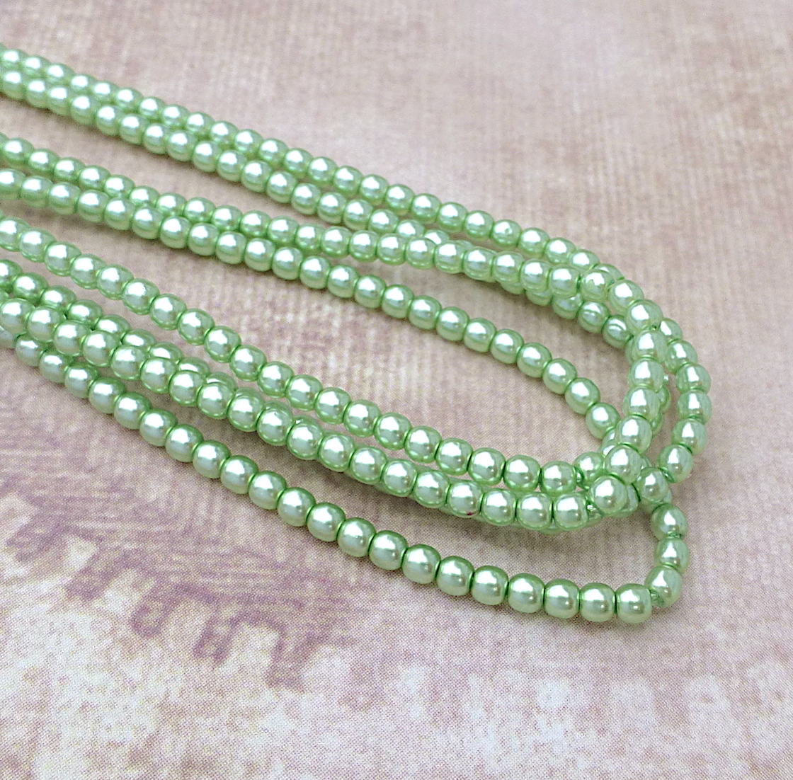 Chrysolite Round Czech Glass Pearls 2mm Strand of 150 beads