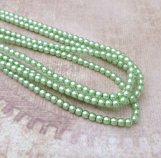 Chrysolite Round Czech Glass Pearls 2mm Strand of 150 beads