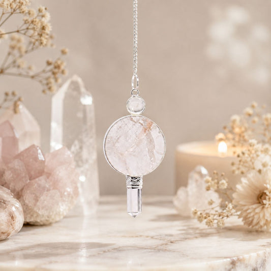 Clear Crystal Point Large Round Stone Centrepiece Pendulum