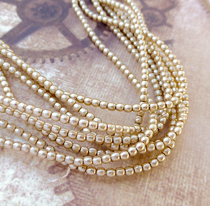 Cocoa Round Czech Glass Pearls 2mm Strand of 150 beads