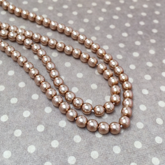 Cocoa Round Czech Glass Pearls 4mm Strand of 120 beads