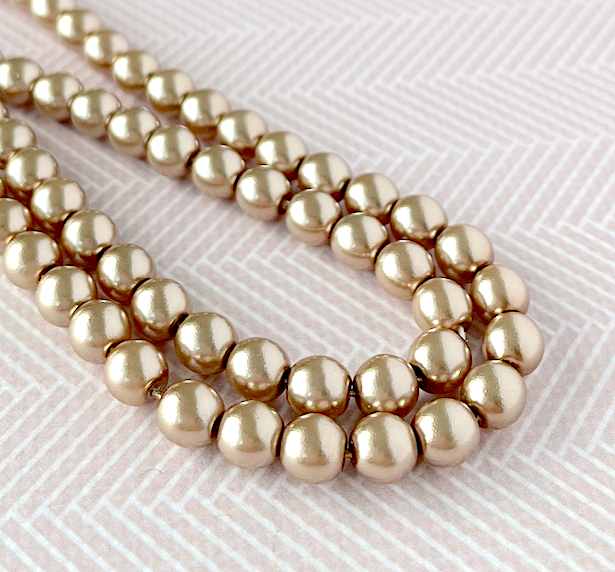 Cocoa Round Czech Glass Pearls 6mm Strand of 75 bead
