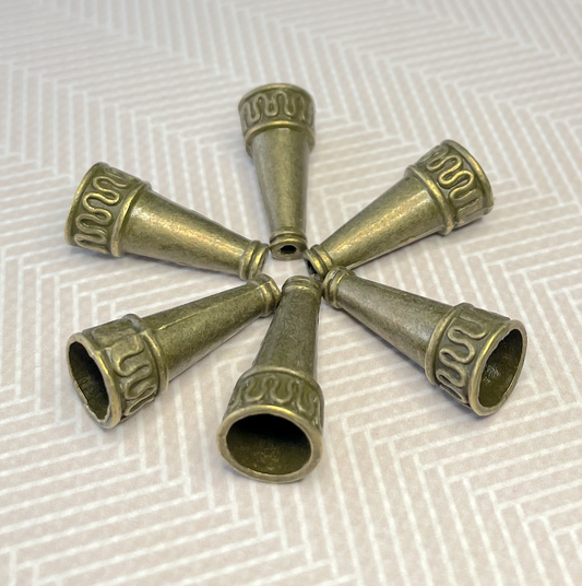 Cone Bead Caps Antique Bronze Colour Pack of 20