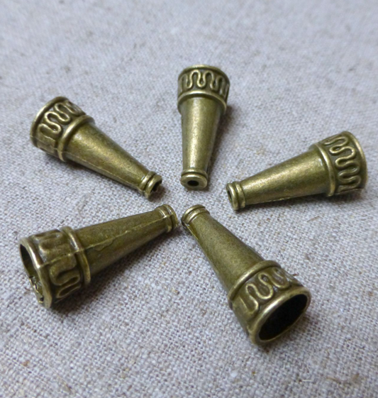 Cone Bead Caps Antique Bronze Colour Pack of 20
