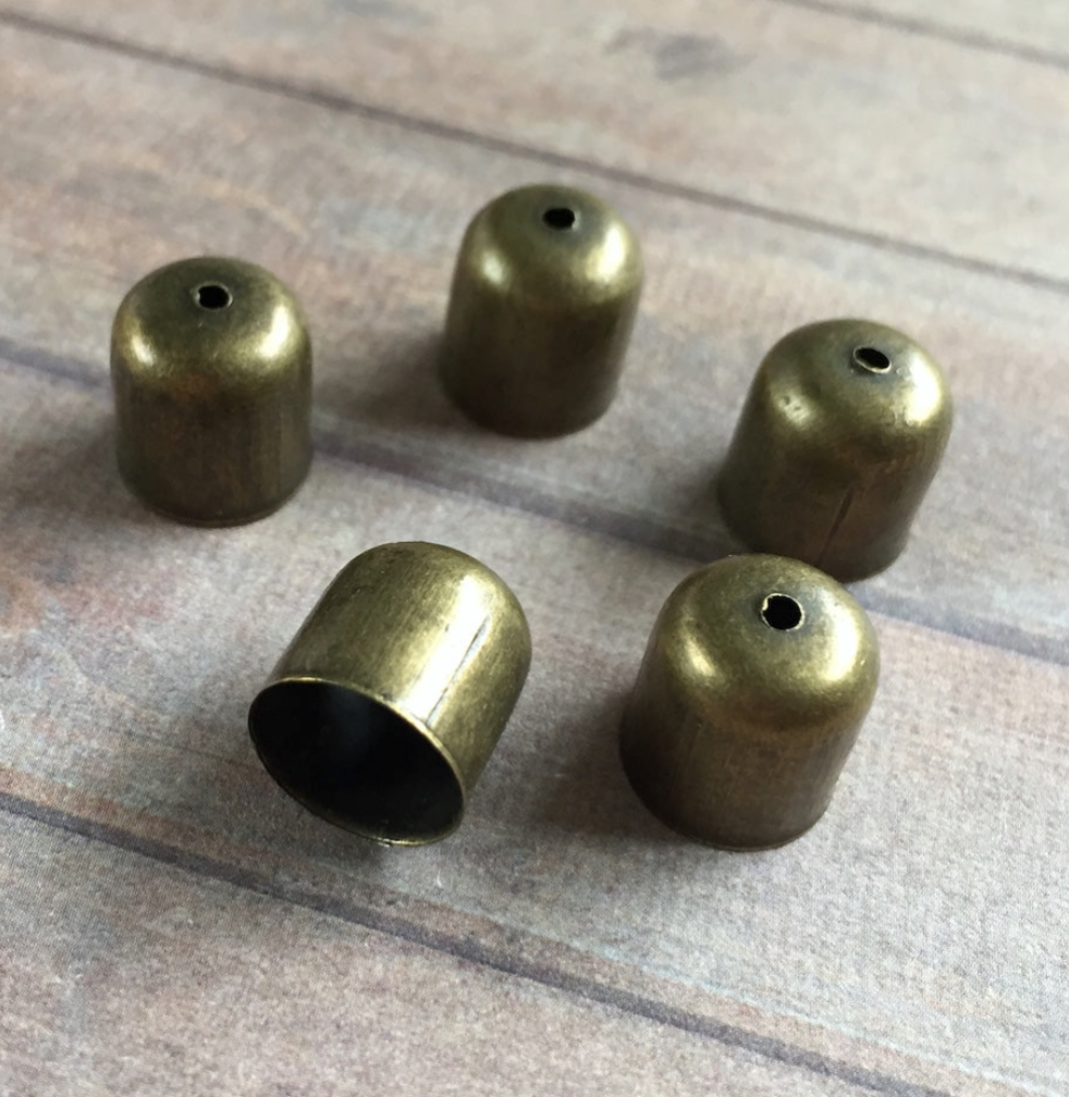 Cord End Tips Bead Caps for 9 mm Cord Antique Bronze Colour - Pack of 20