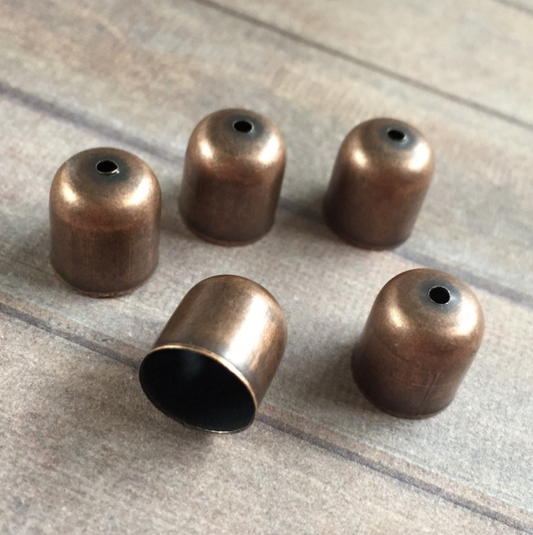 Cord End Tips Bead Caps for 9 mm Cord Antique Copper Colour - Pack of 20