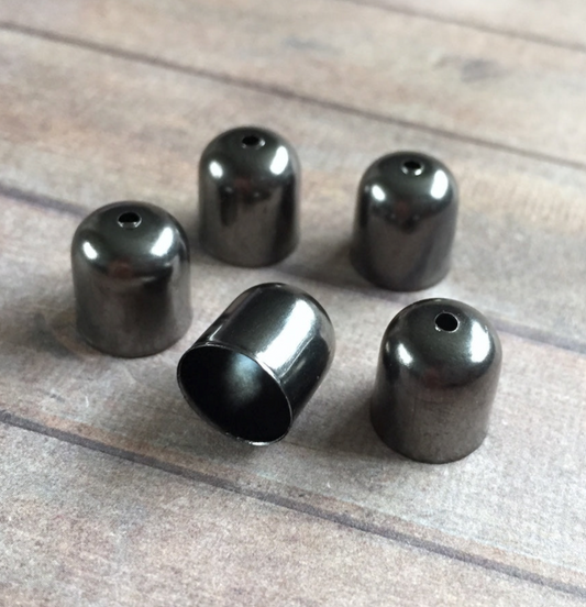 Cord End Tips Bead Caps for 9 mm Cord Gunmetal Colour - Pack of 20