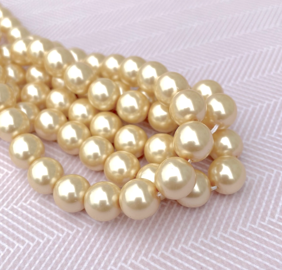 Cream Round Czech Glass Pearls 10mm Strand of 20 beads