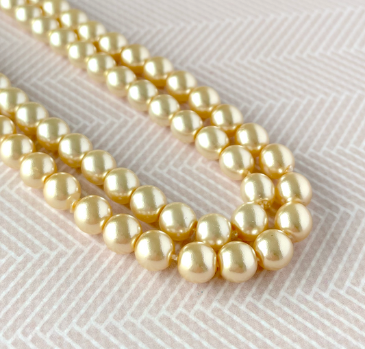 Cream Round Czech Glass Pearls 6mm Strand of 75 beads