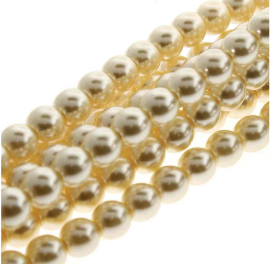Cream Round Czech Glass Pearls 6mm Strand of 75 beads