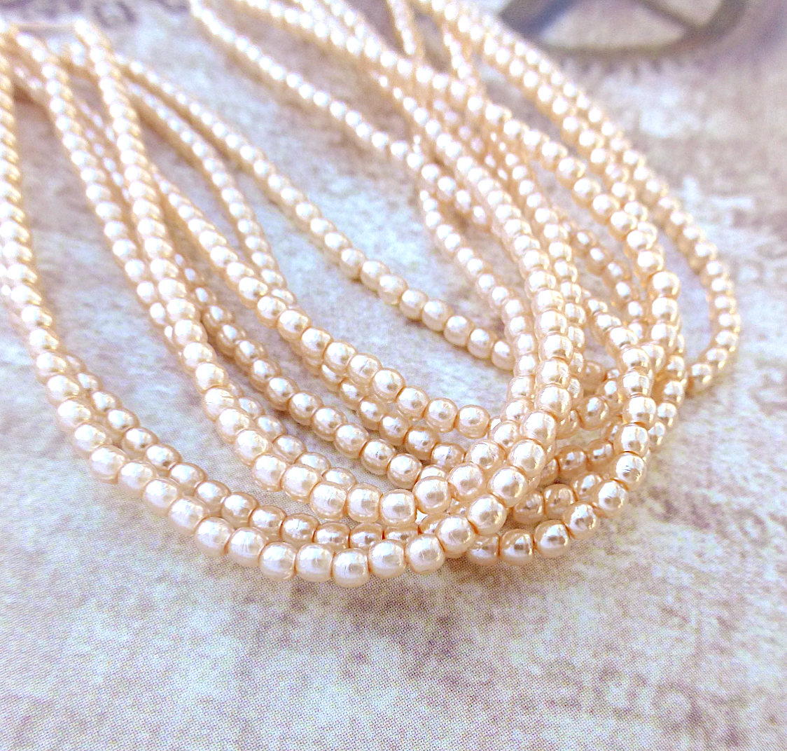 Creole Pink Round Czech Glass Pearls 2mm Strand of 150 beads