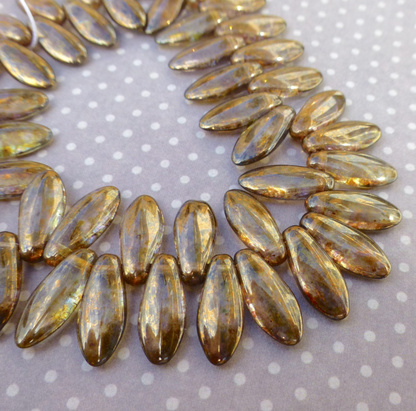 Crystal Brown One Hole Dagger Beads - Pack of 20 Beads