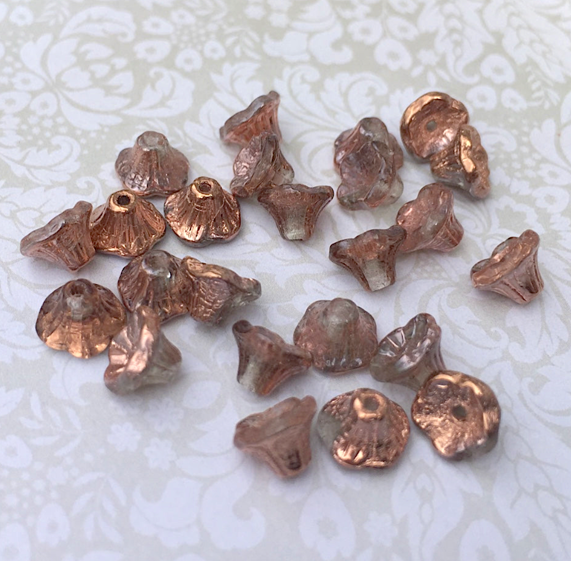 Crystal Capri Gold Small Flower Cup Glass Beads Pack of 30