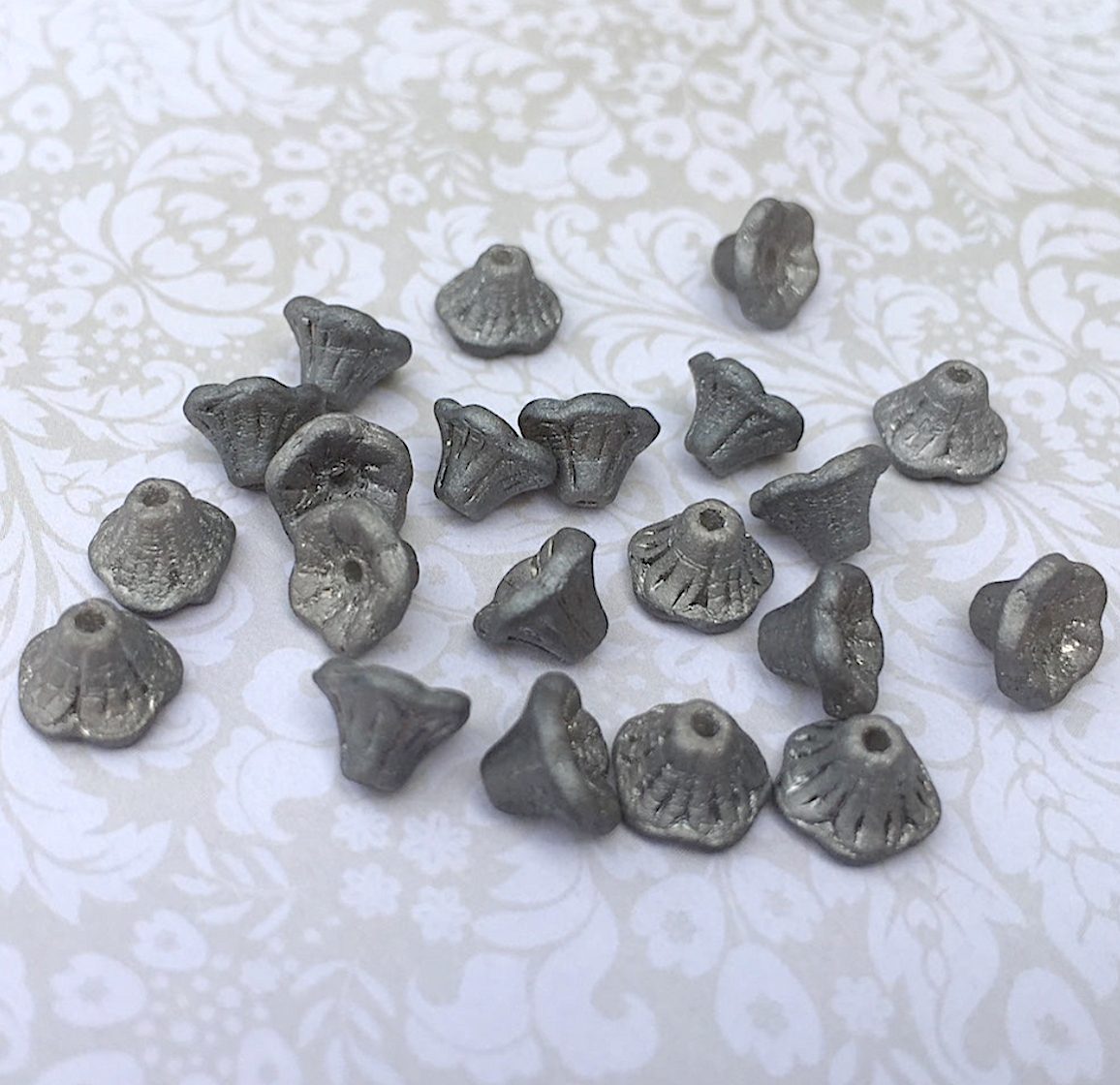 Crystal Chrome Full Matt Small Flower Cup Glass Beads Pack of 30
