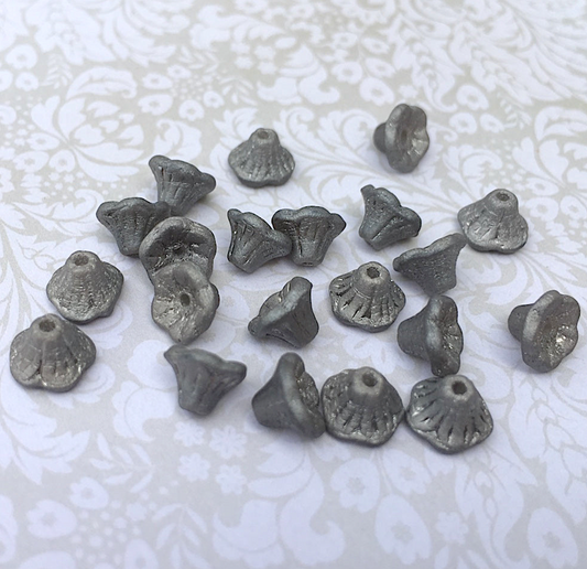 Crystal Chrome Full Matt Small Flower Cup Glass Beads Pack of 30