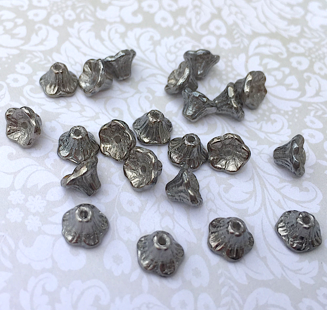 Crystal Full Chrome Small Flower Cup Glass Beads Pack of 30