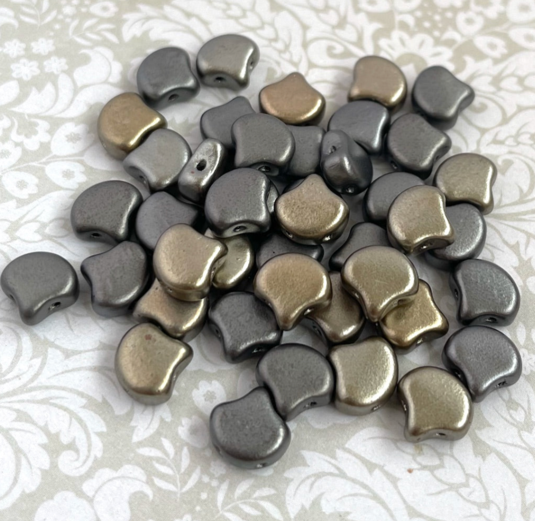Crystal Grey Rainbow Ginko Duo Beads by Matubo - 10 grams