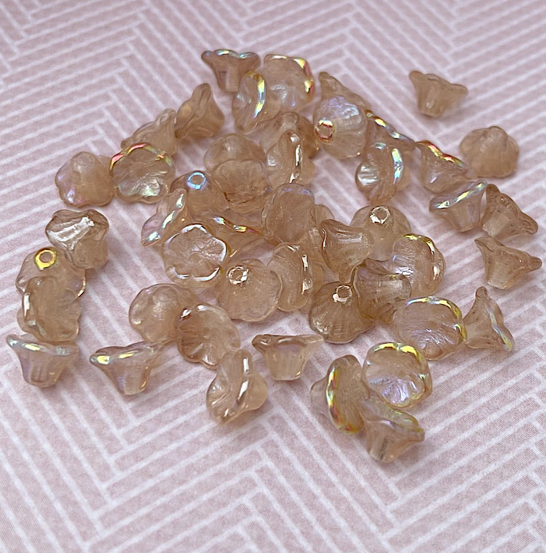 Crystal Lemon Rainbow Small Flower Cup Glass Beads Pack of 30