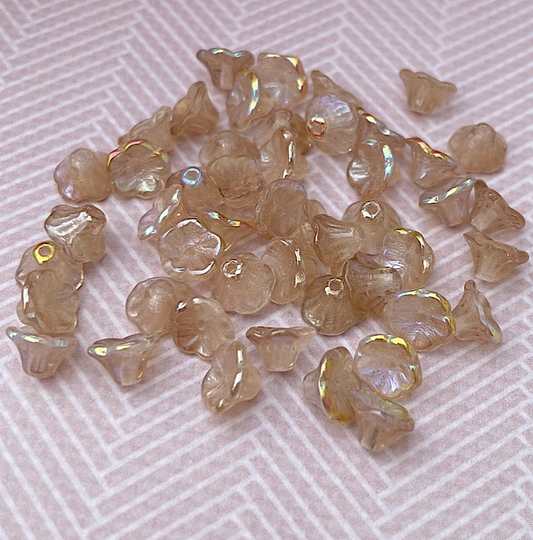 Crystal Lemon Rainbow Small Flower Cup Glass Beads Pack of 30